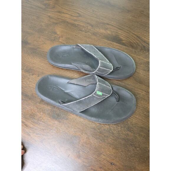 Sanuk Flip Flops Sandls Mens Size 12 Black Beer Cozy Thong Slip On Yoga CL 0810 - Picture 5 of 16